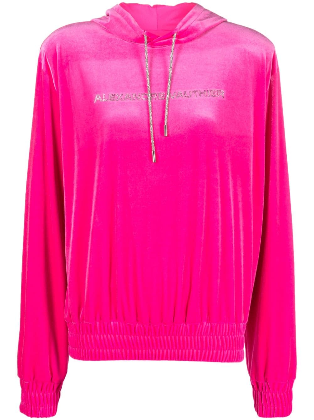 Alexandre Vauthier logo-appliqué velvet hoodie - Pink von Alexandre Vauthier