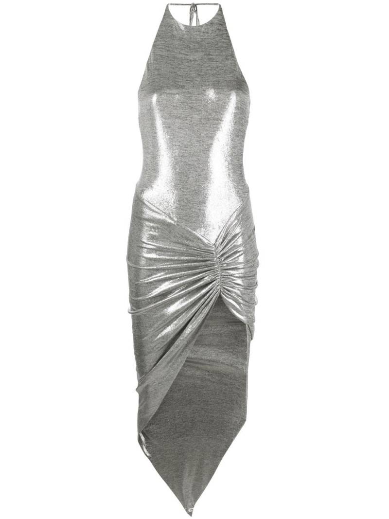 Alexandre Vauthier metallic-effect asymmetric draped midi dress - Silver von Alexandre Vauthier