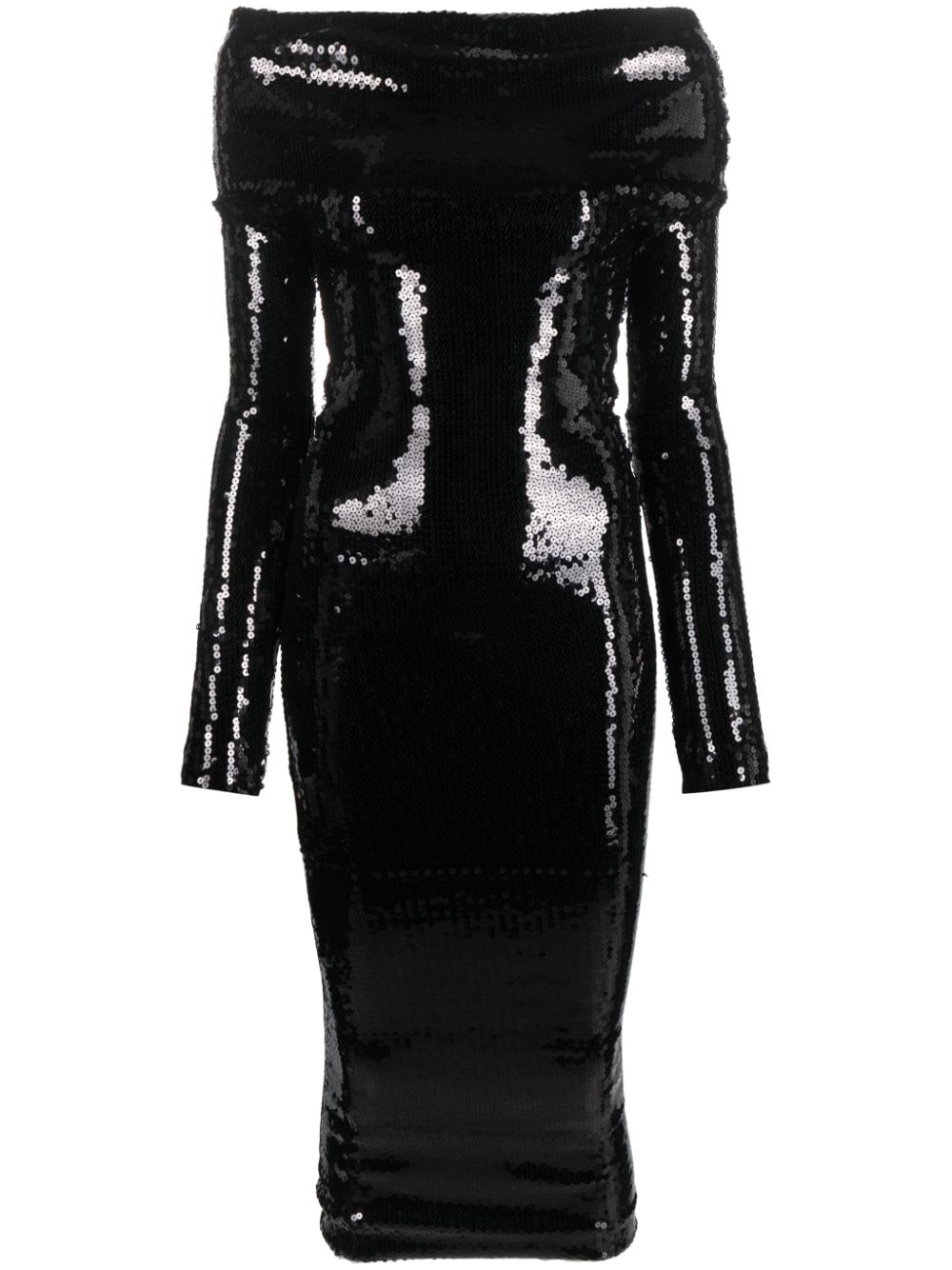 Alexandre Vauthier off-shoulder sequined midi dress - Black von Alexandre Vauthier