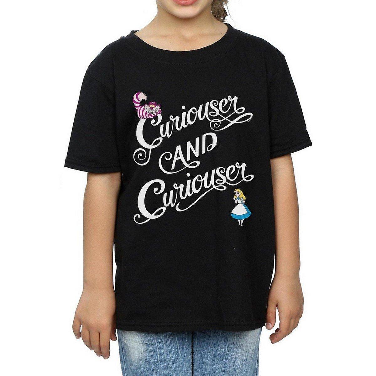 Curiouser And Curiouser Tshirt Mädchen Schwarz 128 von Alice in Wonderland