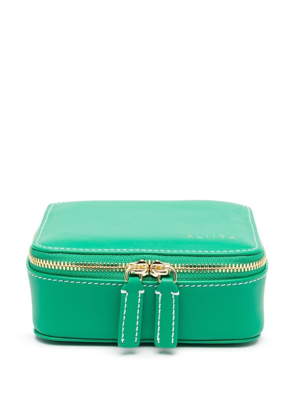 Aliita leather zip-up makeup bag - Green von Aliita