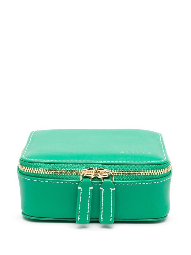 Aliita leather zip-up makeup bag - Green von Aliita