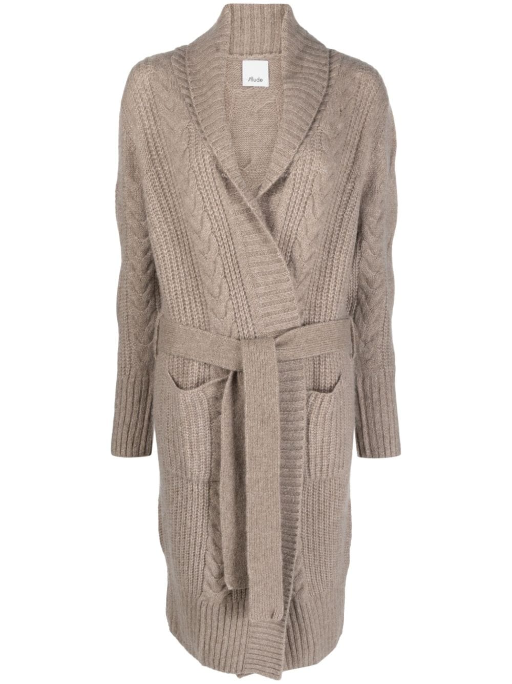 Allude belted-waist cable-knit cardigan - Neutrals von Allude