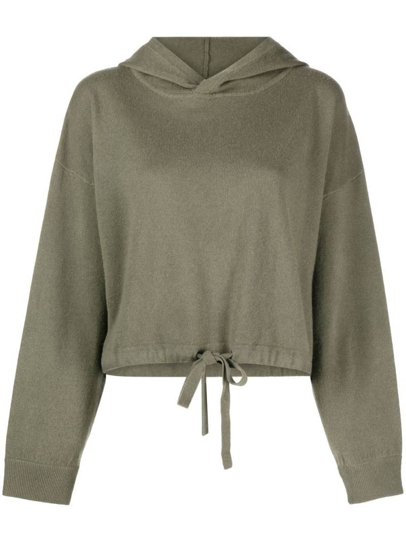 Allude drawstring-waist knitted hoodie - Green von Allude