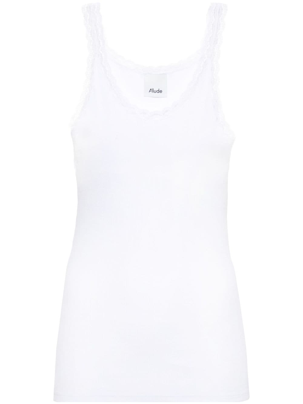 Allude lace-trim ribbed tank top - White von Allude