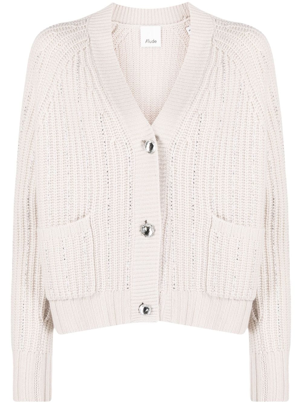 Allude rhinestone-stripes wool-blend cardigan - Neutrals von Allude