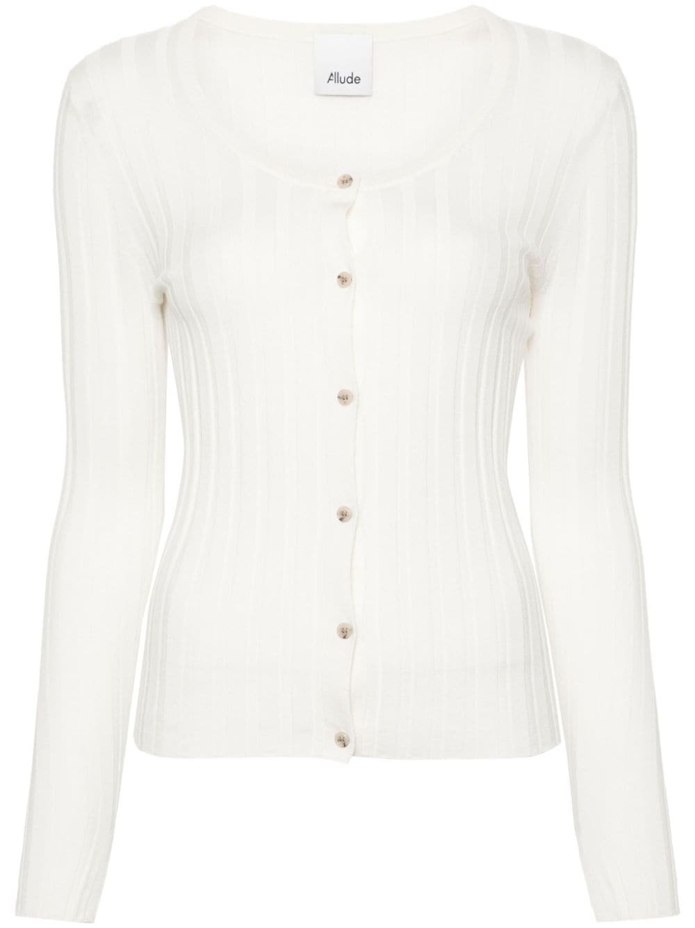 Allude ribbed-knit virgin wool cardigan - Neutrals von Allude