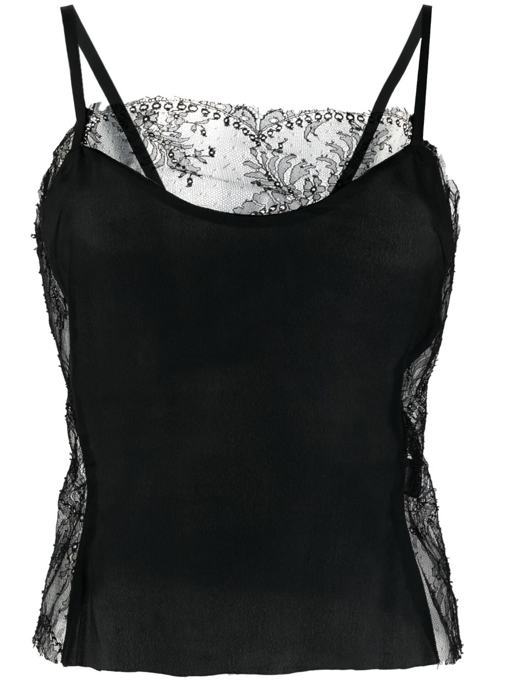 Almaz lace-panel silk cami top - Black von Almaz