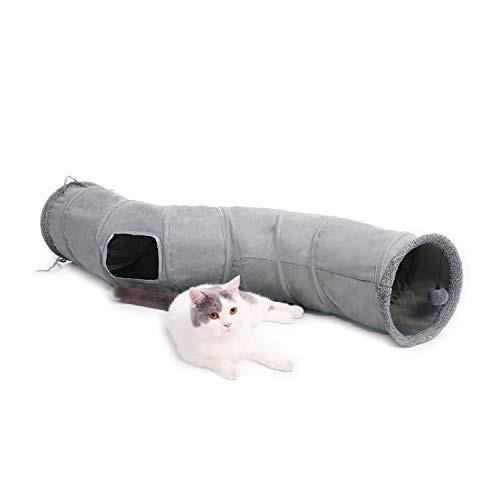 Schöne Faltbare Katzentunnel Katzenspielzeug Mit Ball Rustle Tunnel Für Katzen Welphln Kaninchen Unisex Grau ONE SIZE von Alopini