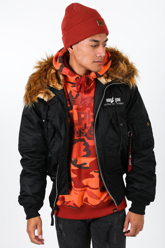 Alpha Industries Bomber Winterjacke | Schwarz + Braun | Herren  | S von Alpha Industries