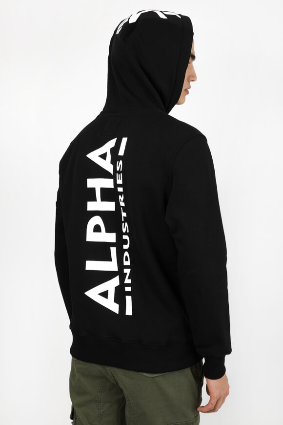 Alpha Industries Kapuzensweatshirt | Schwarz + Weiss | Herren  | S von Alpha Industries