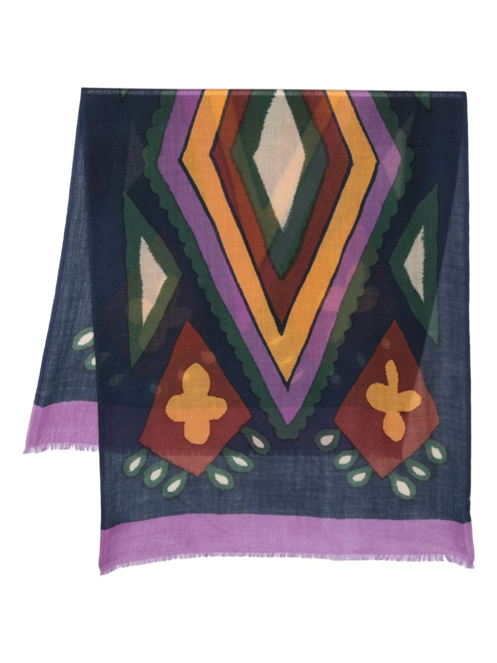 Altea graphic-print wool scarf - Blue von Altea