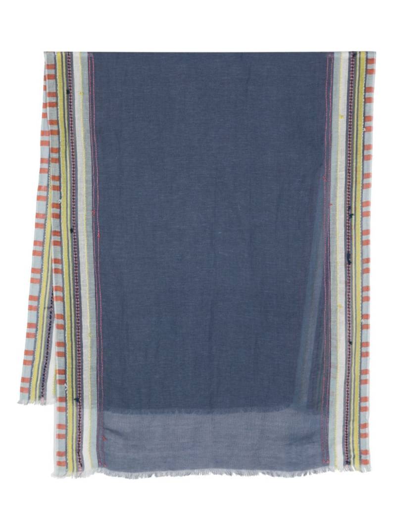 Altea striped frayed scarf - Blue von Altea