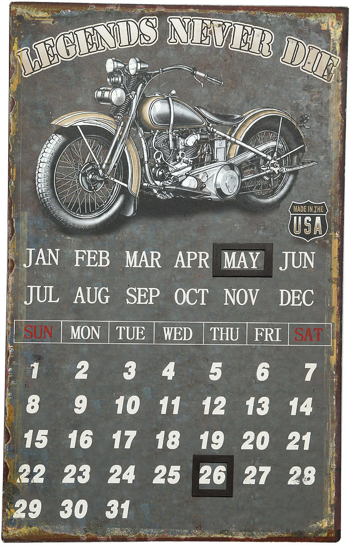 Ambiente Haus Metallbild »Metallbild Kalender - Biker 25x40cm«, (1 St.) von Ambiente Haus