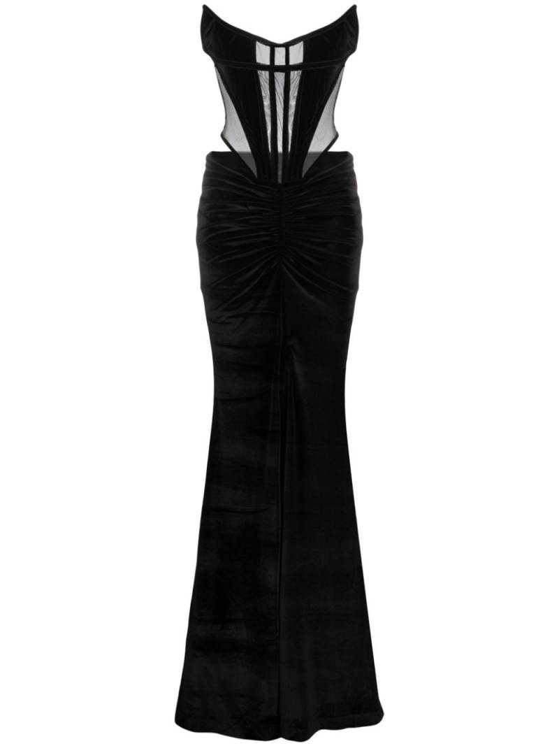 Amen boned-bodice velvet maxi dress - Black von Amen