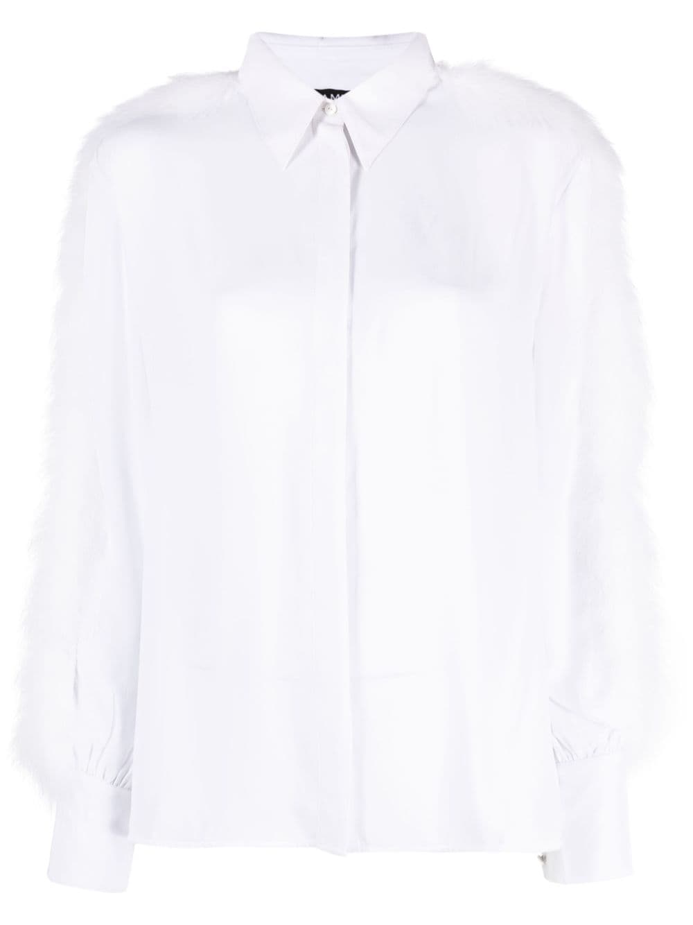 Amen feather-trim detail crepe shirt - White von Amen