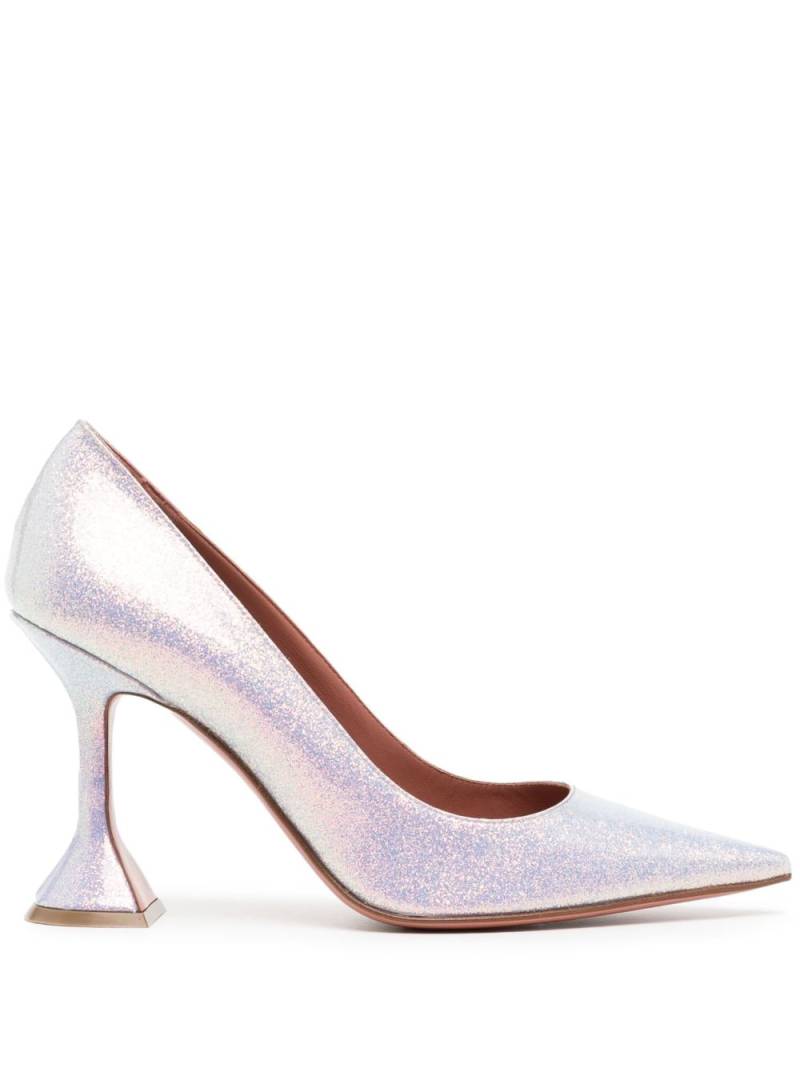 Amina Muaddi Ami metallic 100mm pumps - Silver von Amina Muaddi