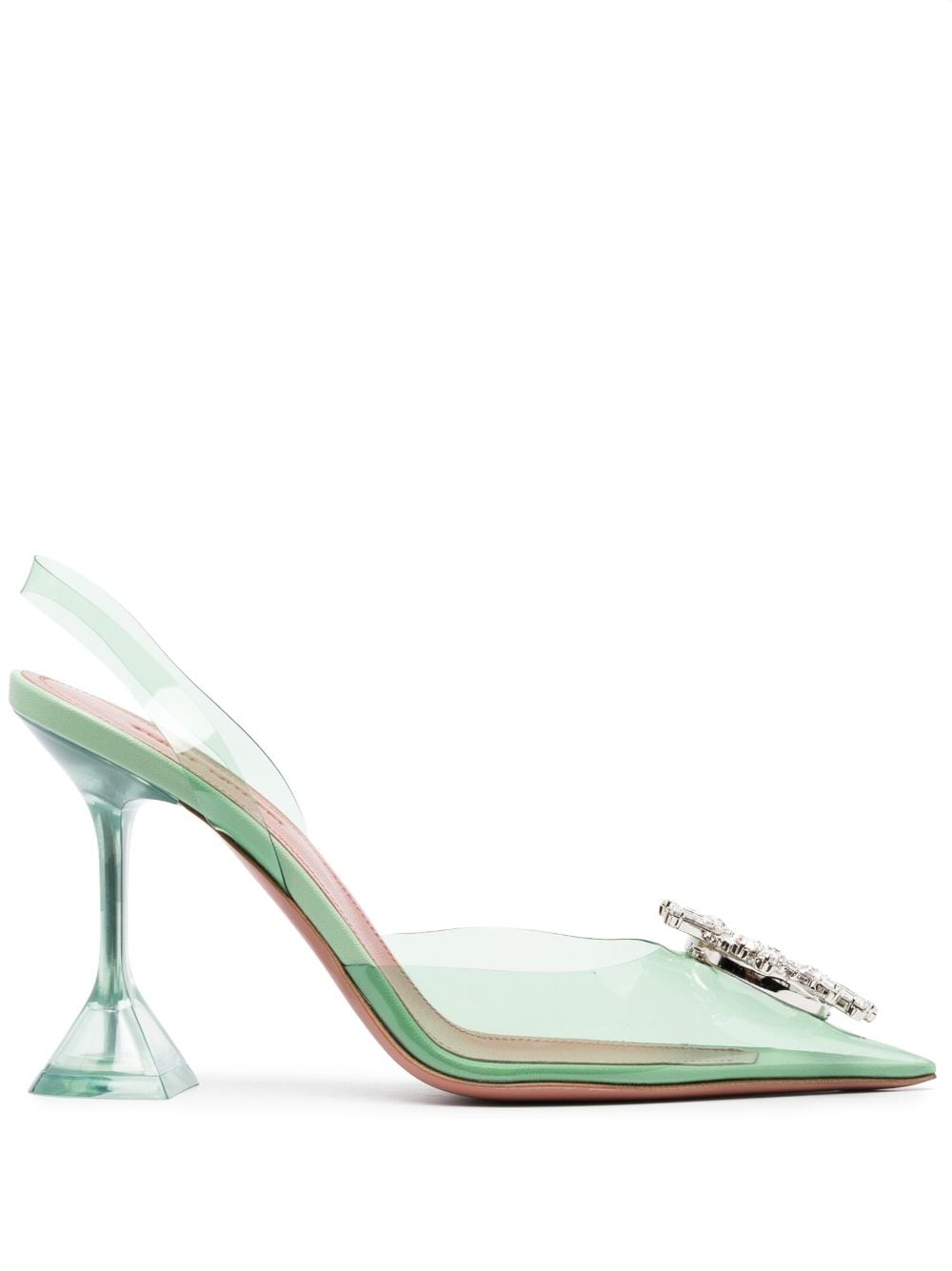 Amina Muaddi Begum 95mm crystal-embellished pumps - Green von Amina Muaddi