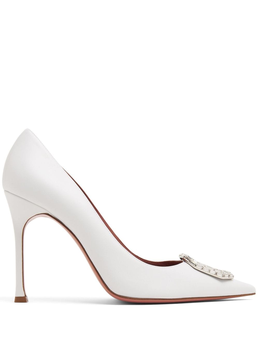 Amina Muaddi Camelia 105mm satin pumps - White von Amina Muaddi