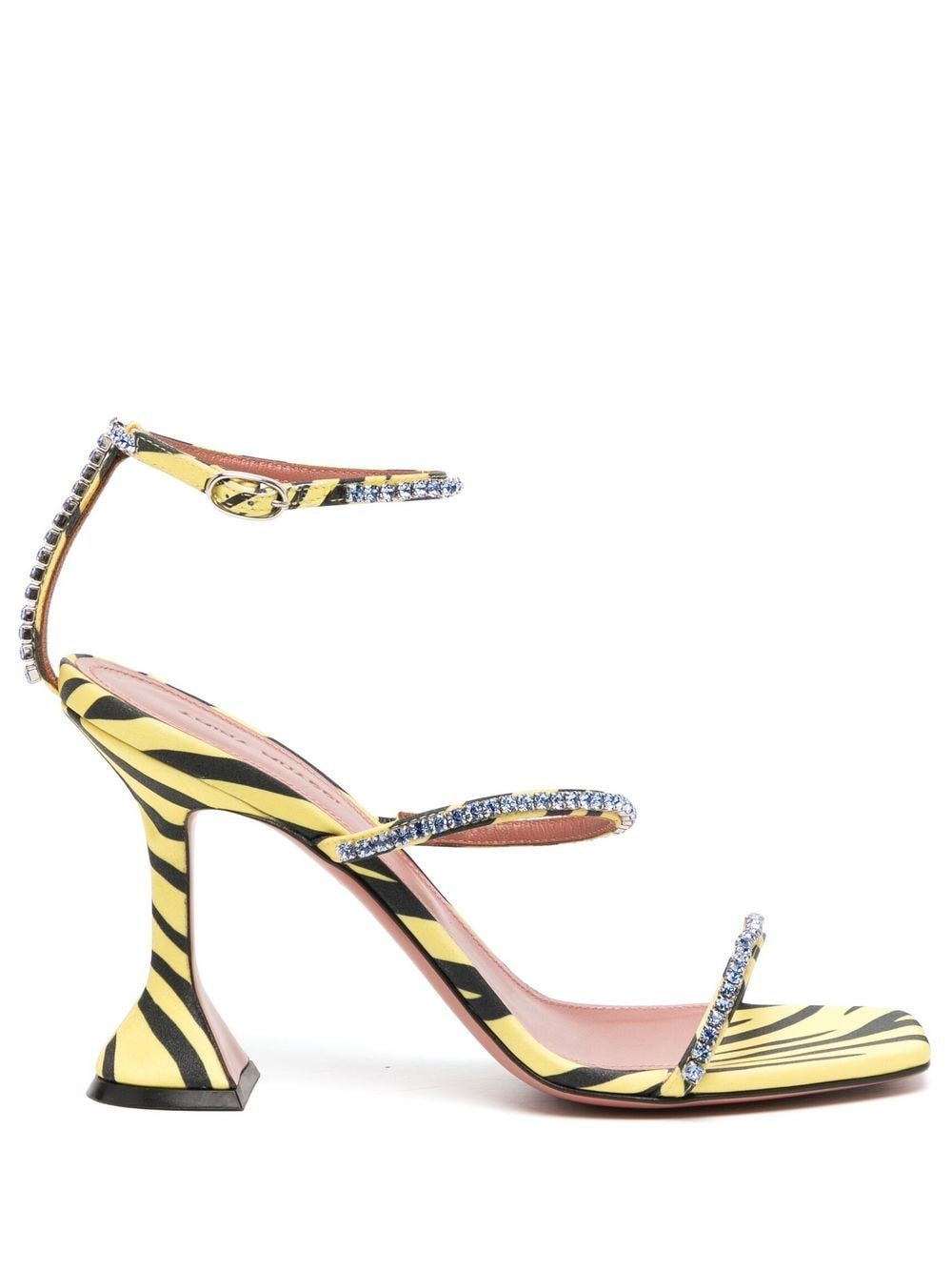Amina Muaddi Gilda 80mm zebra-print sandals - Yellow von Amina Muaddi