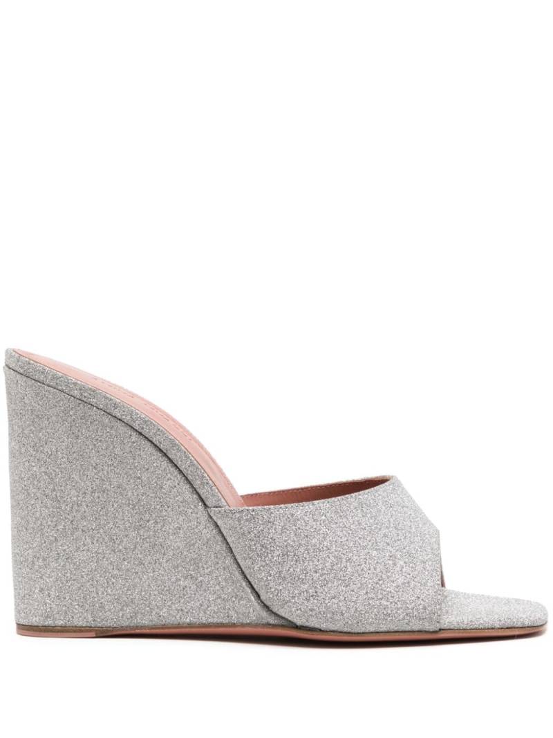 Amina Muaddi Lupita 95mm wedge mules - Silver von Amina Muaddi