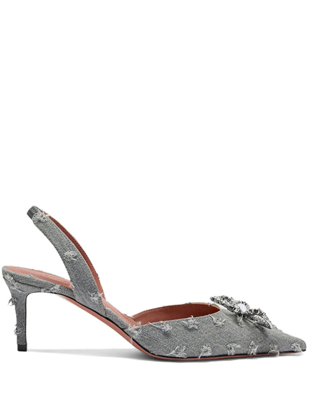 Amina Muaddi Rosie 60mm denim slingback pumps - Grey von Amina Muaddi