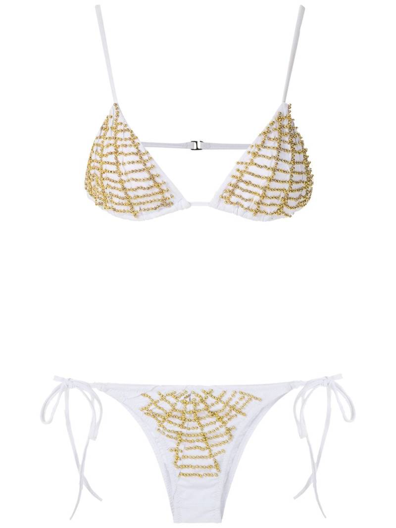 Amir Slama beaded triangle bikini set - White von Amir Slama