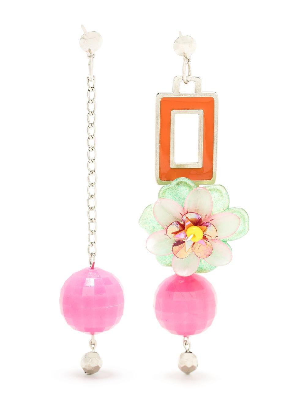 Amir Slama Flor asymmetric drop earrings - Pink von Amir Slama