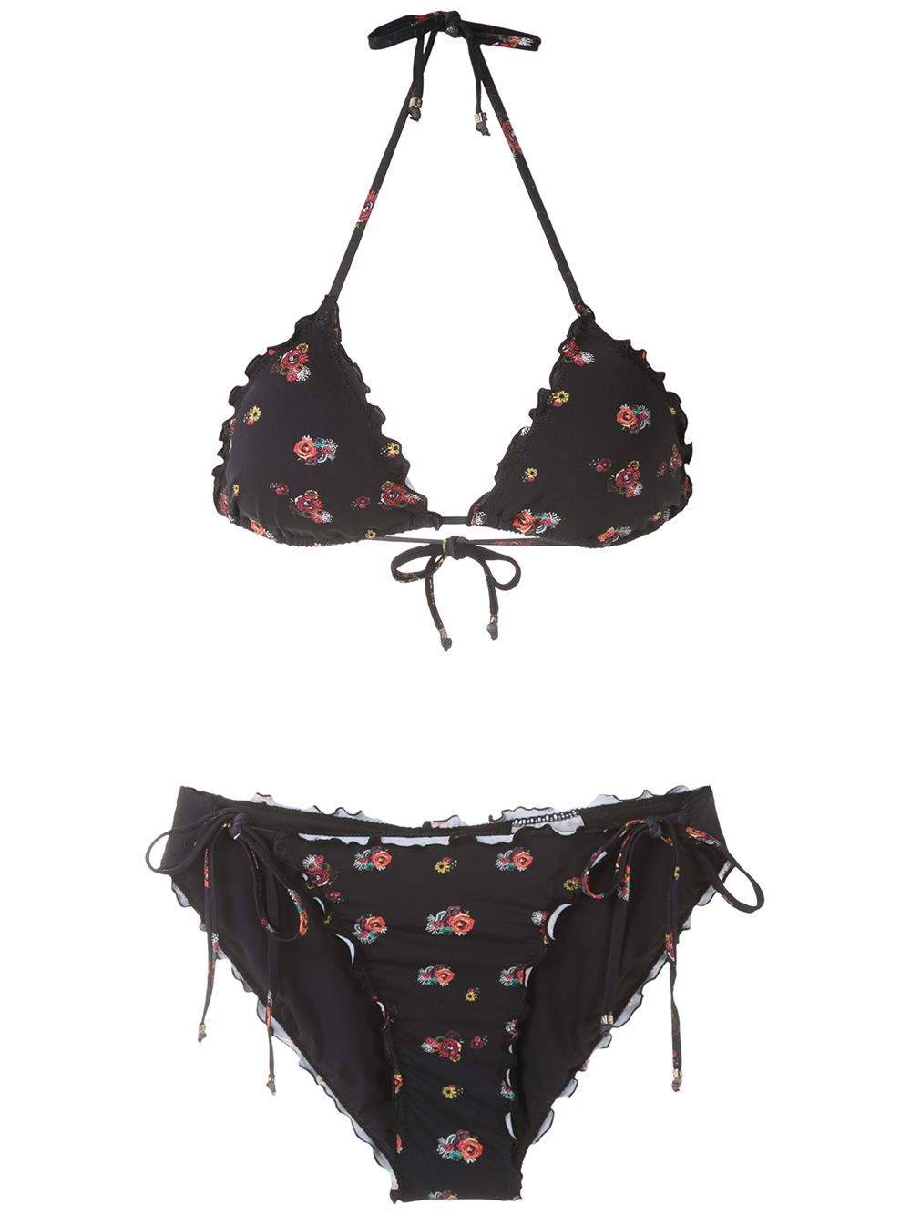 Amir Slama Floral triangle bikini set - Black von Amir Slama