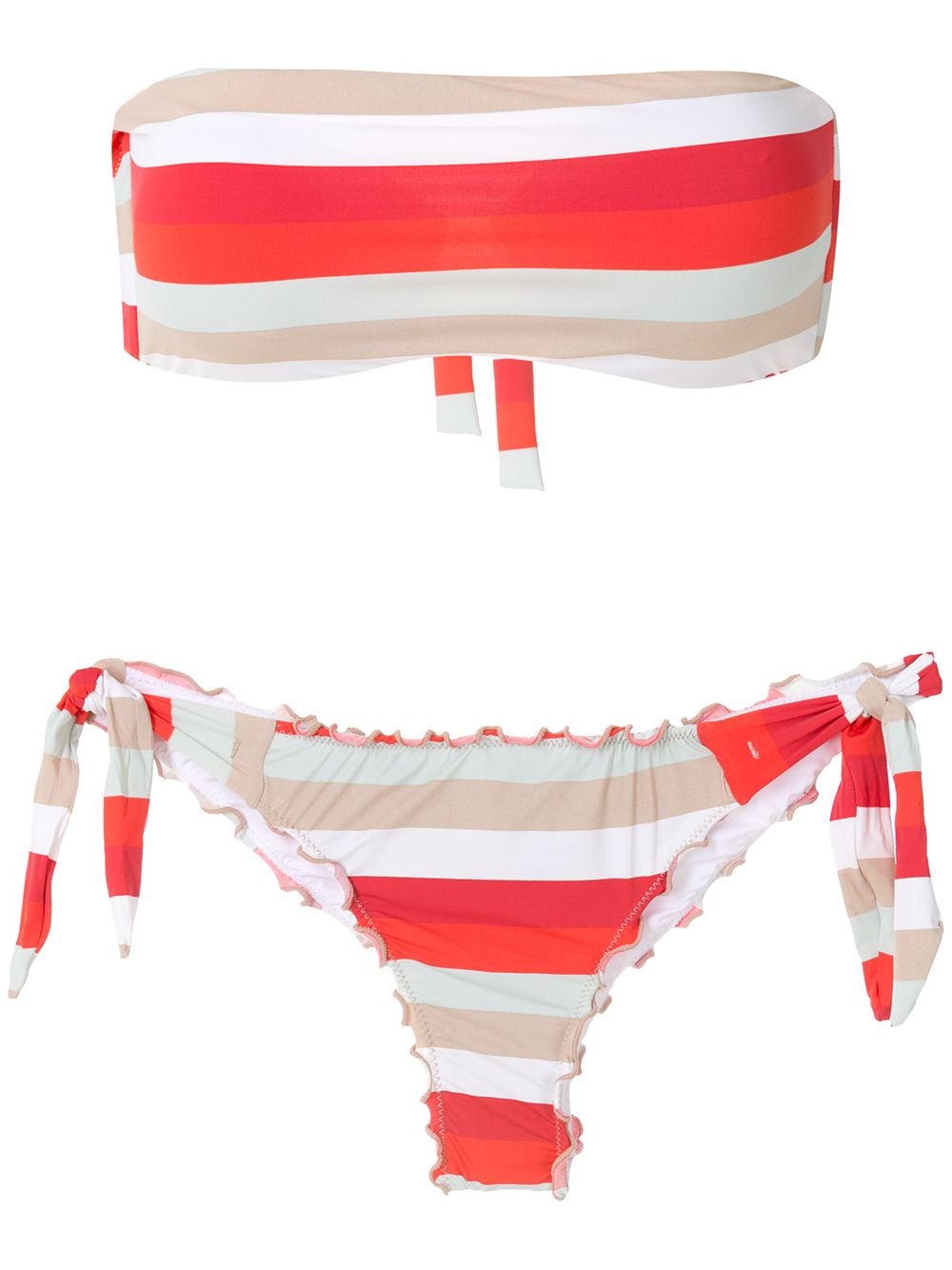 Amir Slama Frufru striped bandeau bikini set - Neutrals von Amir Slama