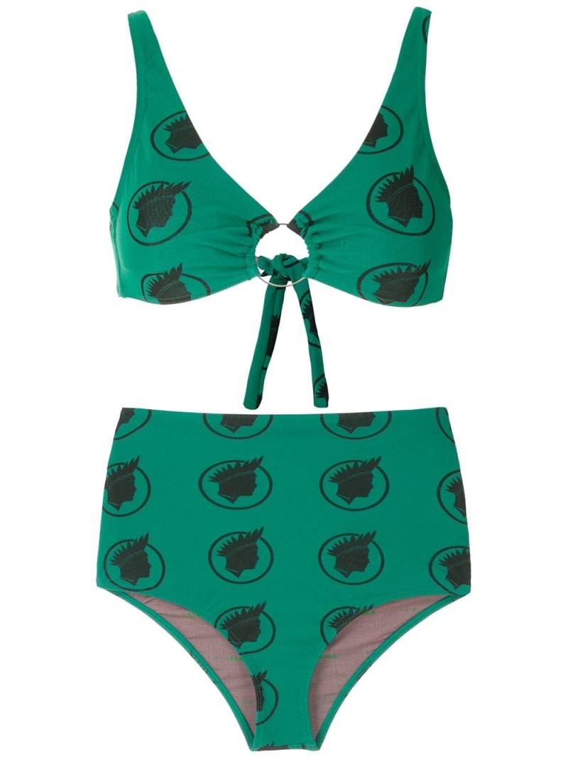 Amir Slama Índio print high waisted bikini set - Green von Amir Slama