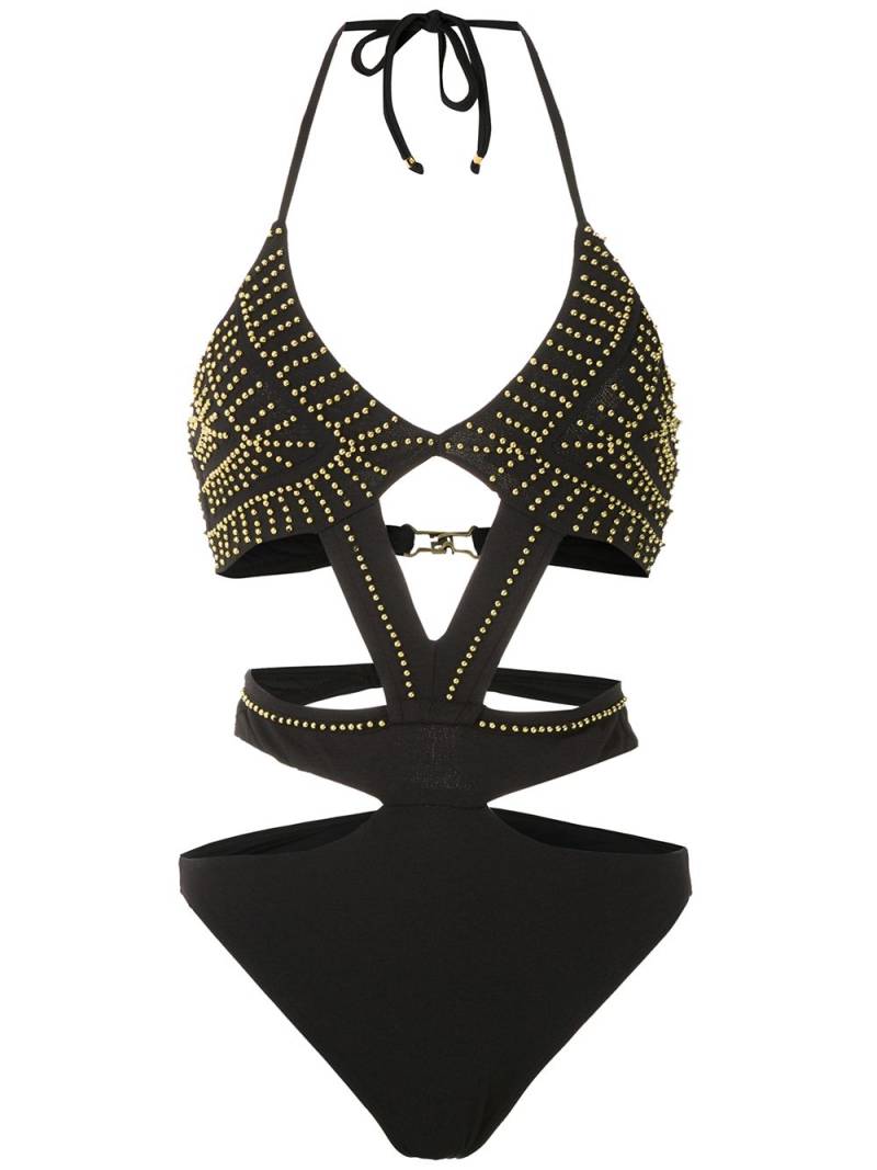 Amir Slama embroidered cut out swimsuit - Black von Amir Slama