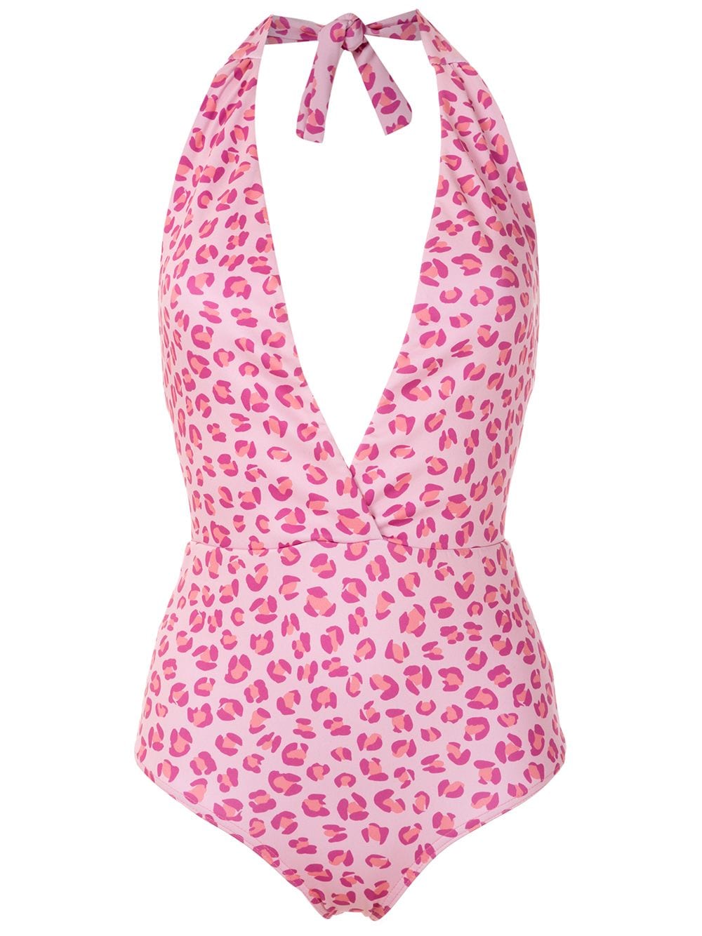 Amir Slama leopard-print v-neck one piece - Pink von Amir Slama