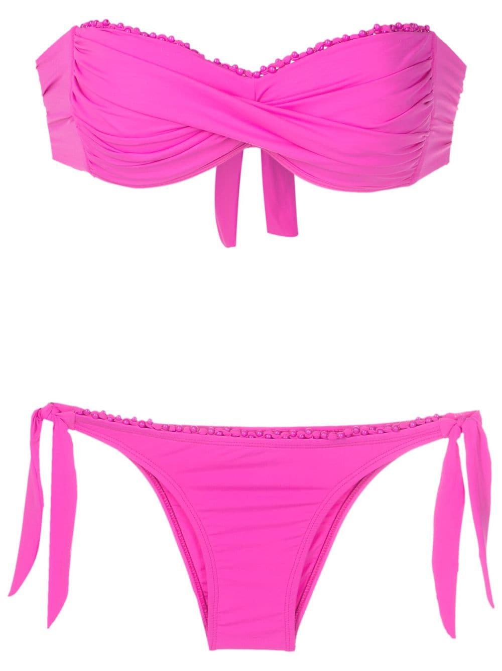 Amir Slama beaded-trim bandeau bikini - Pink von Amir Slama