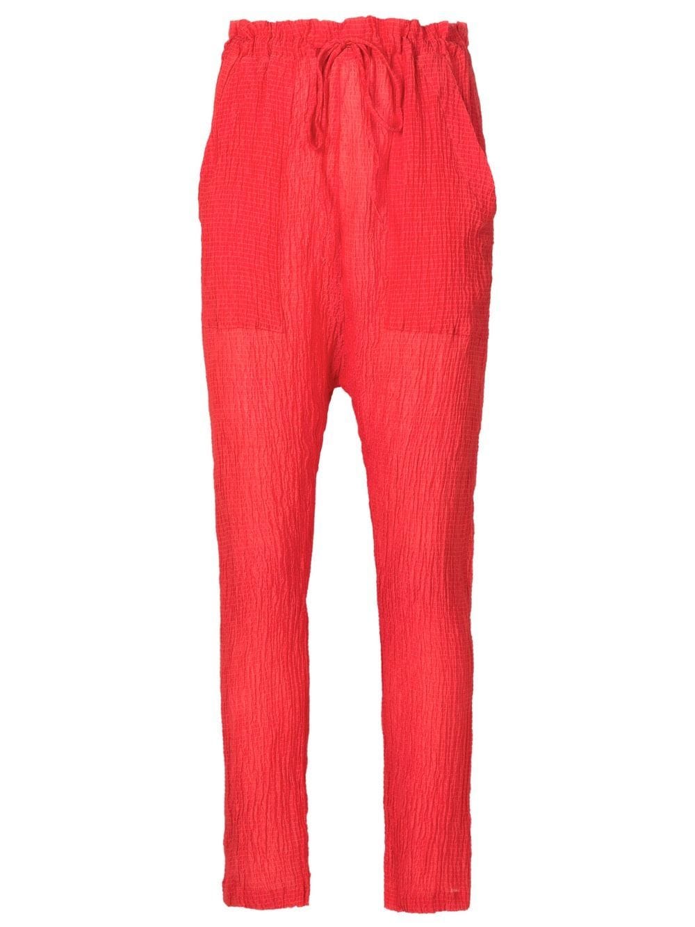 Amir Slama crinkle-effect silk trousers - Red von Amir Slama