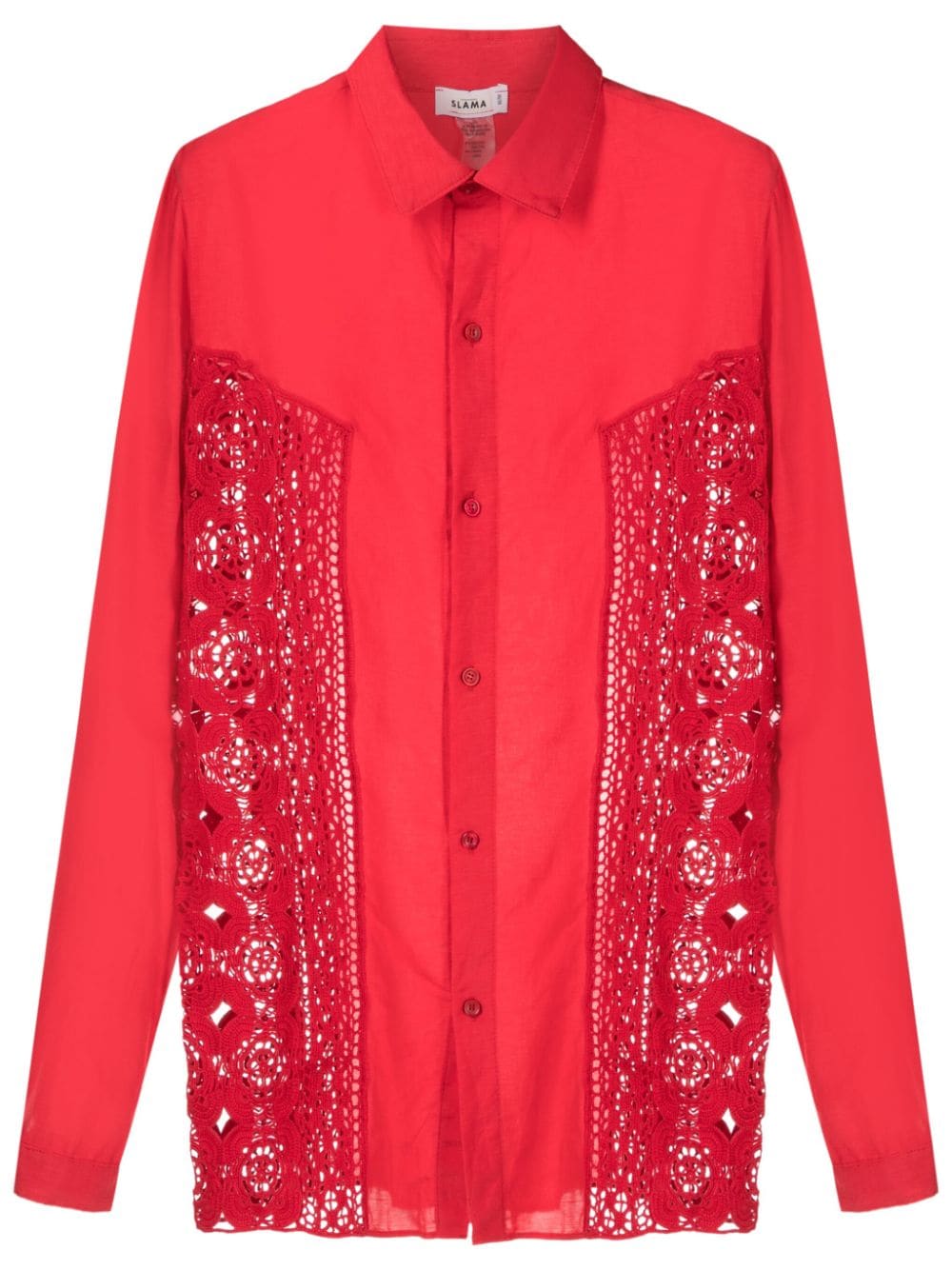 Amir Slama crochet-panel long-sleeved shirt - Red von Amir Slama