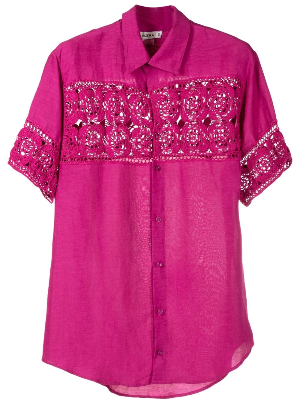 Amir Slama crochet-panel short-sleeved shirt - Pink von Amir Slama