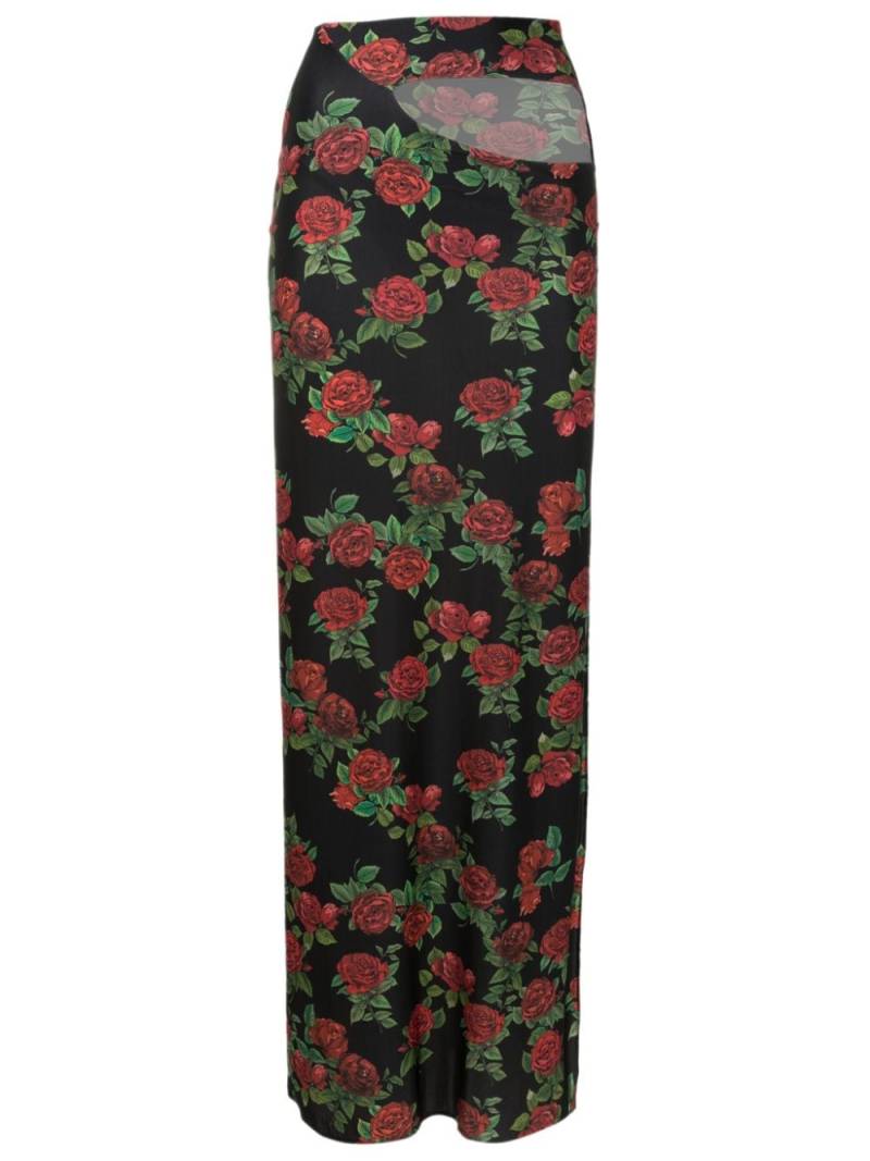 Amir Slama cut-out floral-pattern maxi skirt - Black von Amir Slama