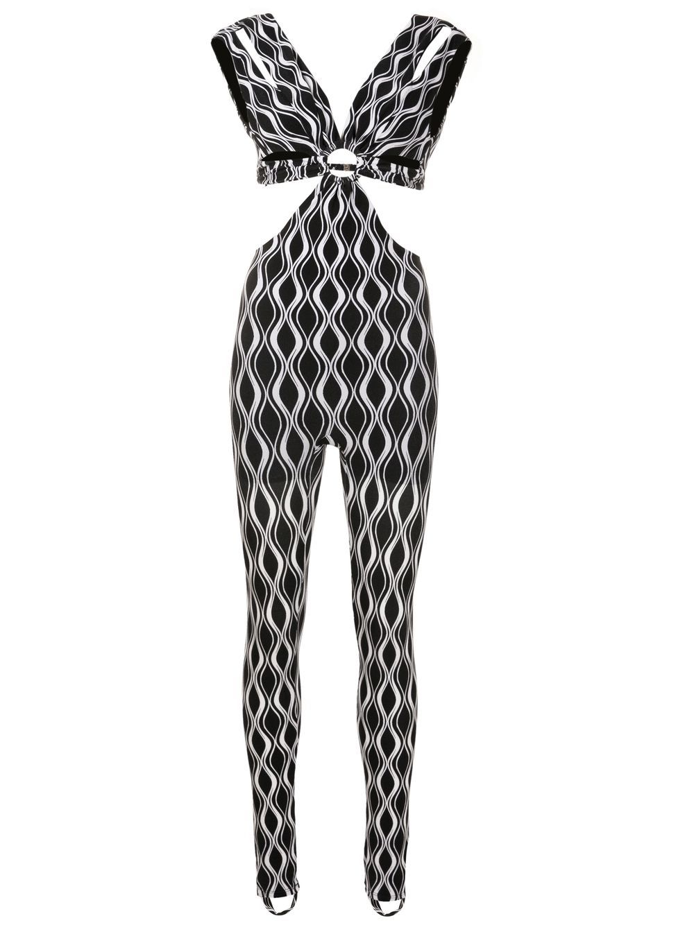 Amir Slama cut-out wave-print jumpsuit - Black von Amir Slama