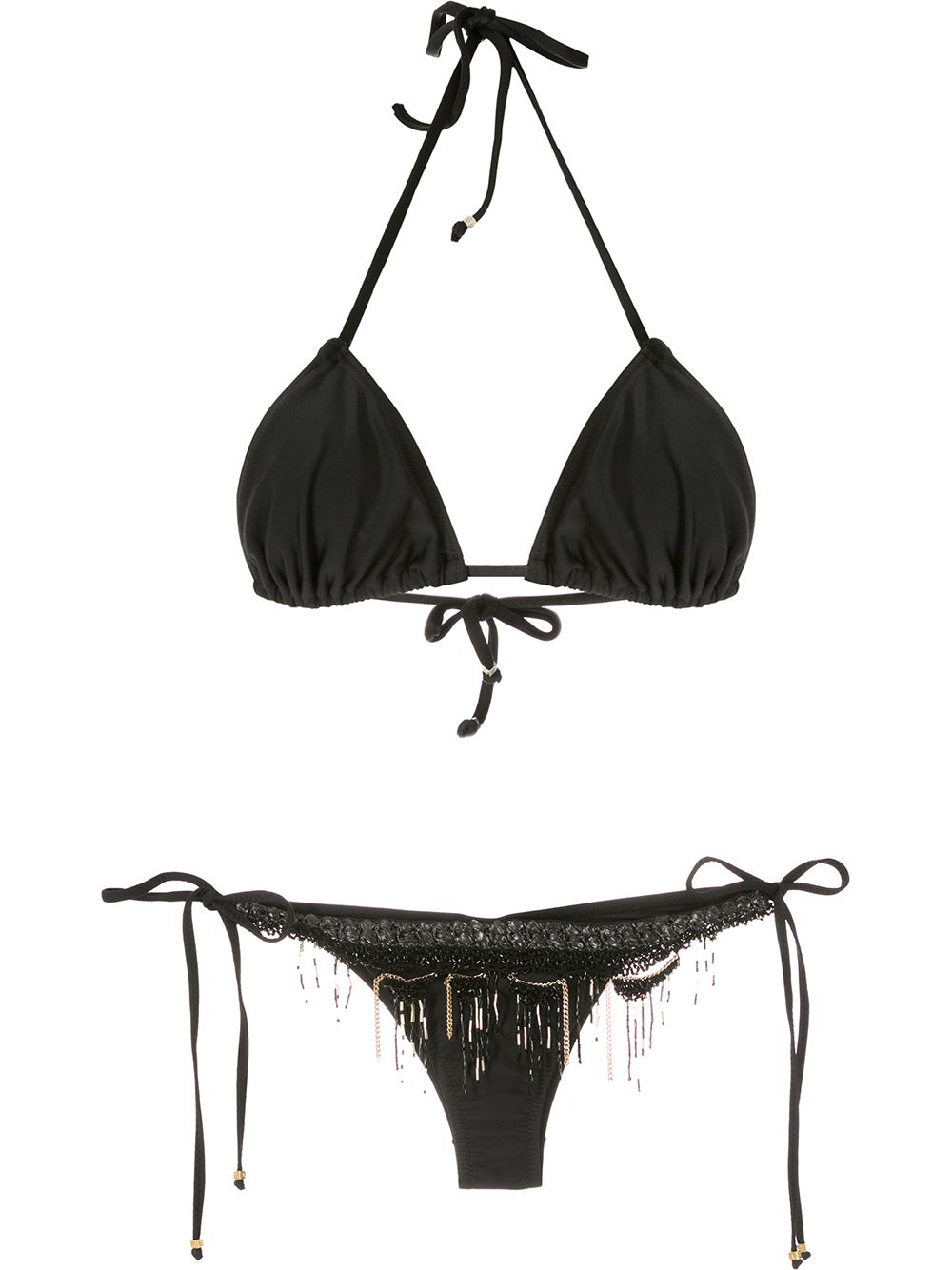 Amir Slama embroidered triangle bikini set - Black von Amir Slama