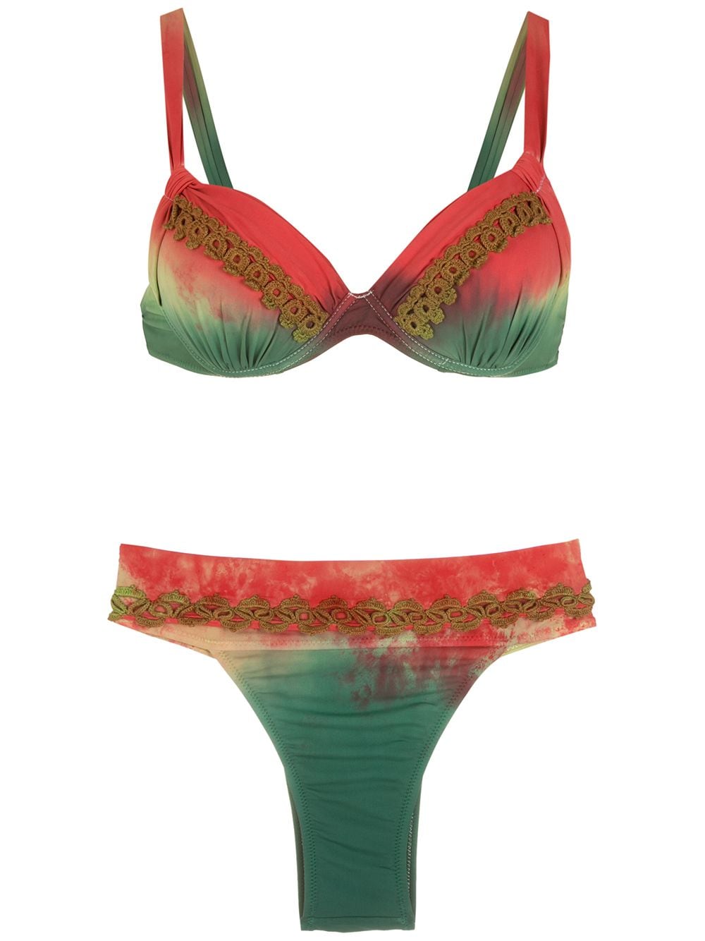 Amir Slama embroidery Tie Dye bikini set - Multicolour von Amir Slama