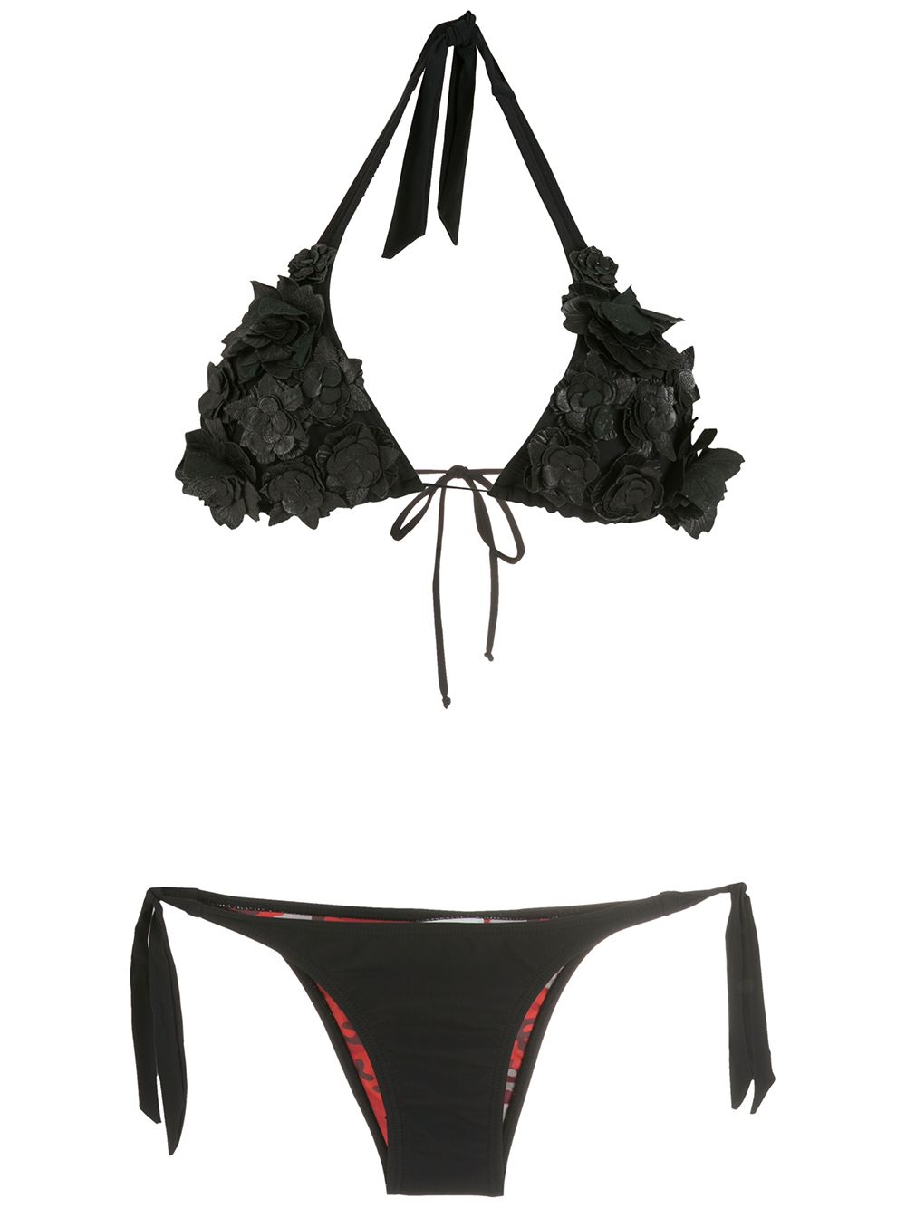 Amir Slama floral-detail triangle bikini set - Black von Amir Slama