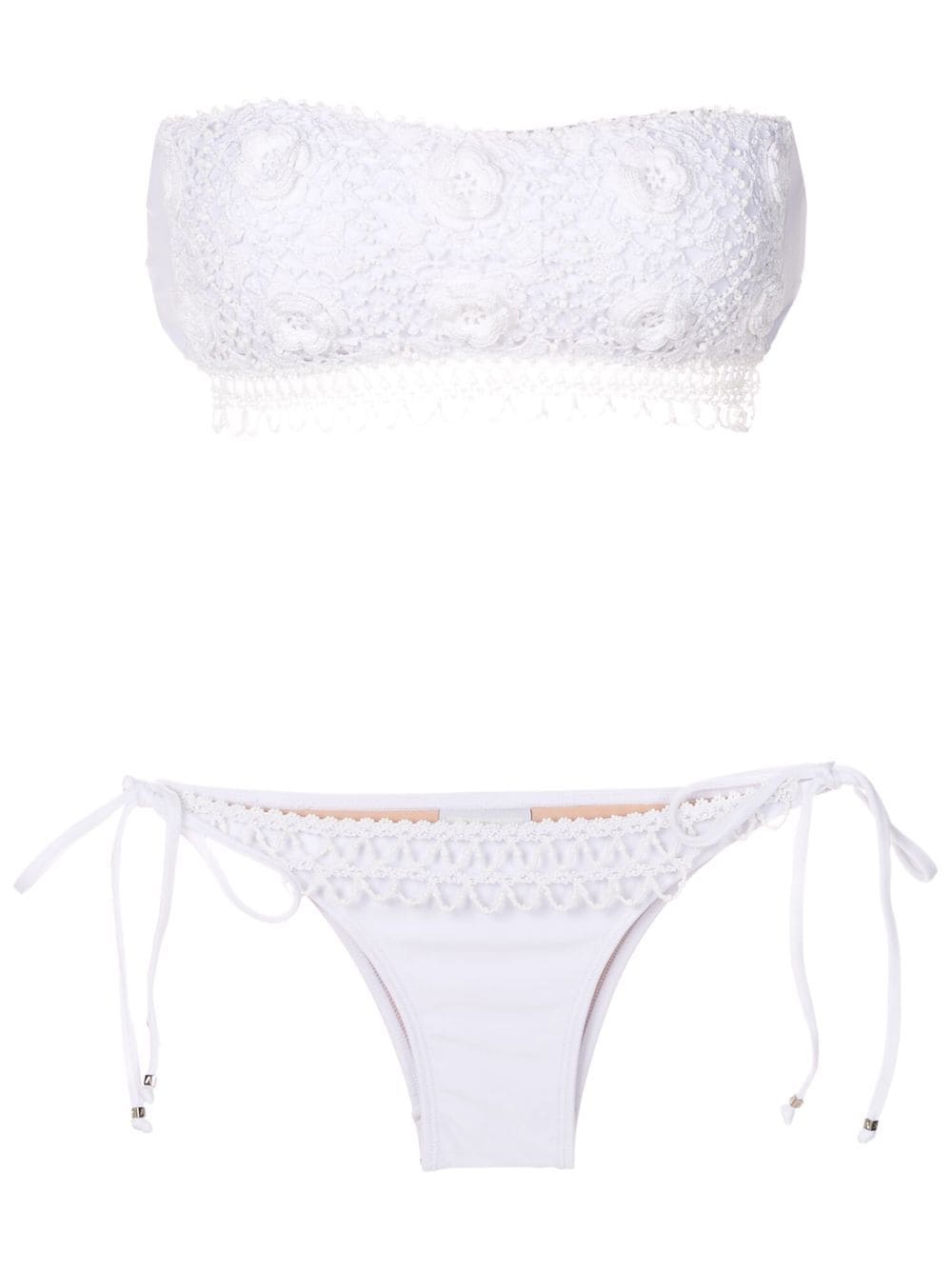 Amir Slama floral-embroidery strapless bikini set - White von Amir Slama