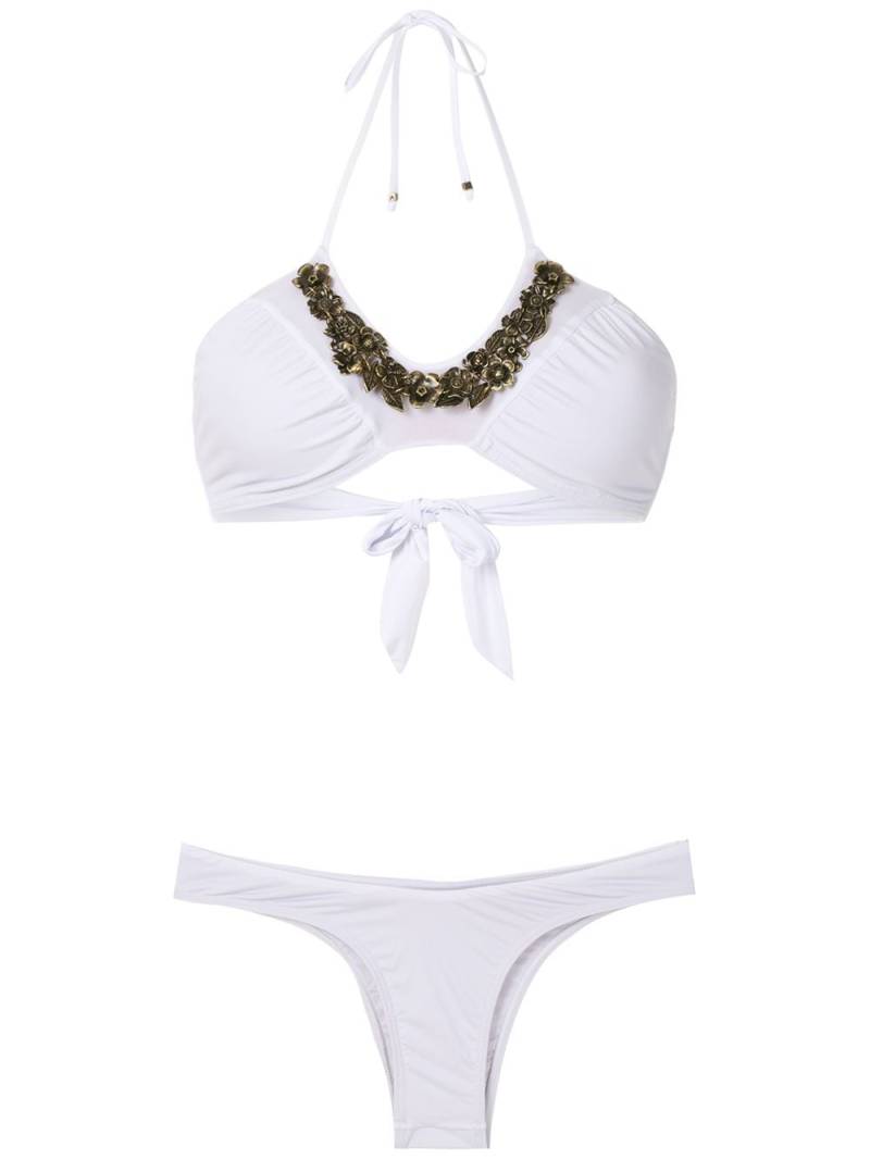 Amir Slama floral neck bikini set - White von Amir Slama
