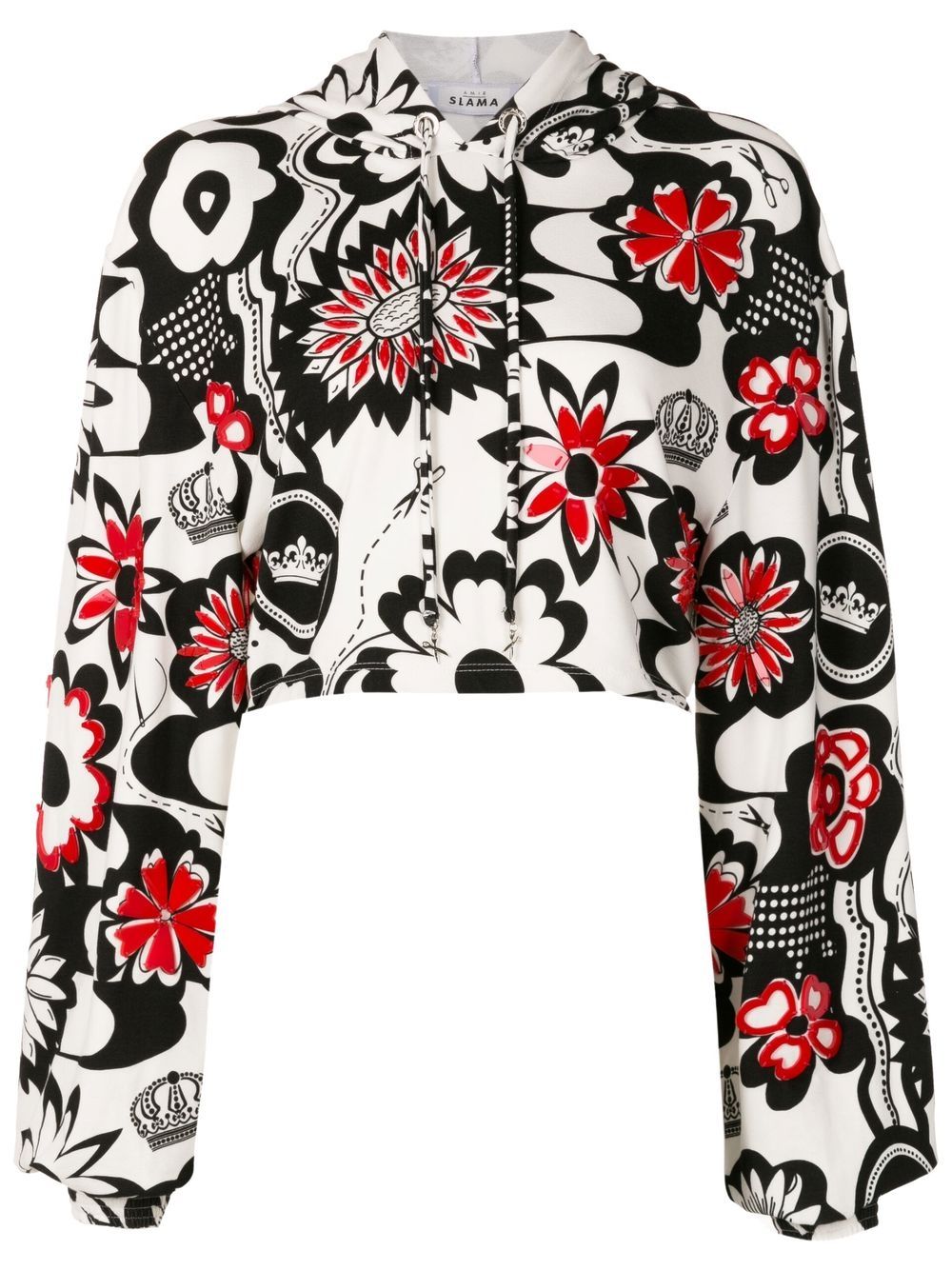 Amir Slama floral-print cropped hoodie - White von Amir Slama