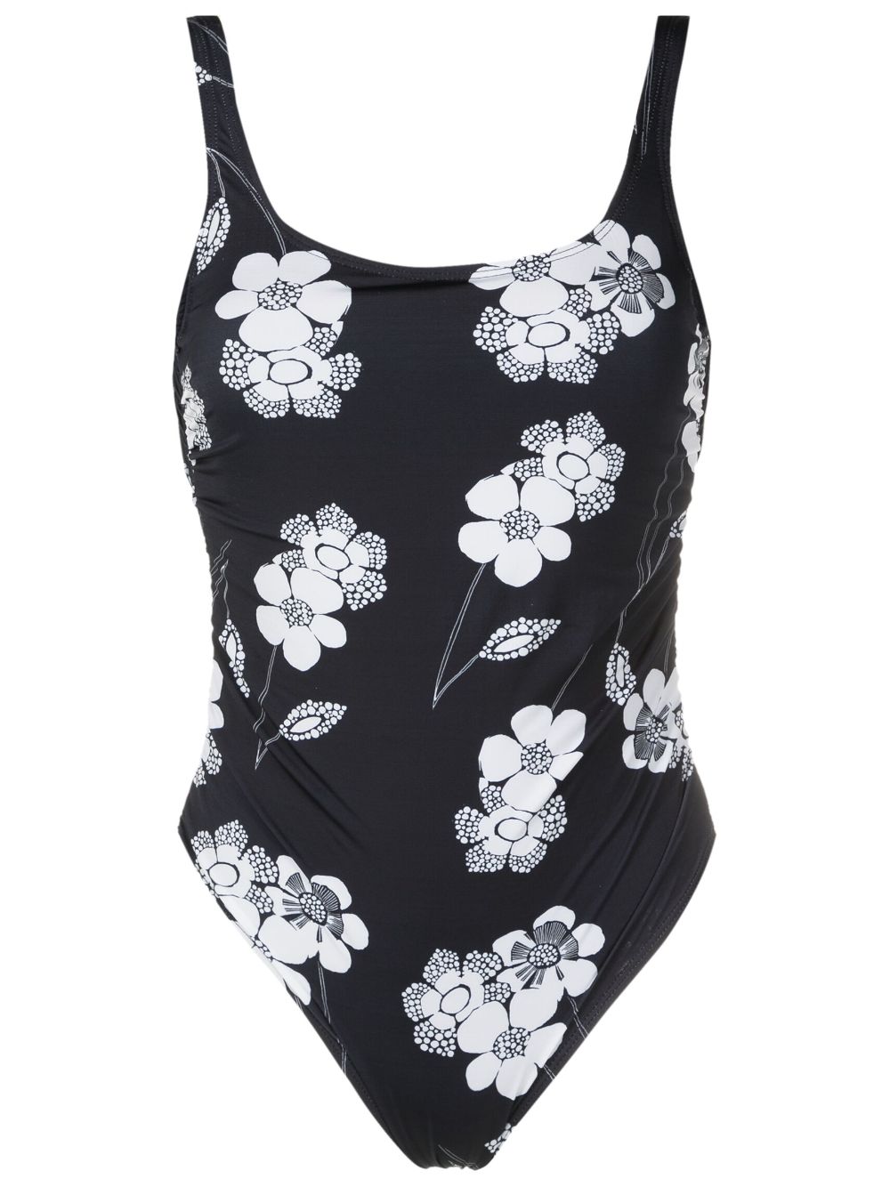 Amir Slama floral-print scoop-back swimsuit - Black von Amir Slama