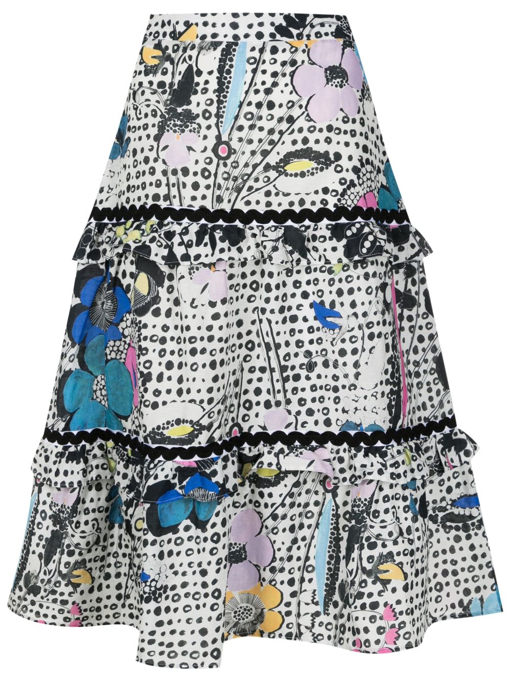 Amir Slama floral-print tiered midi skirt - Multicolour von Amir Slama