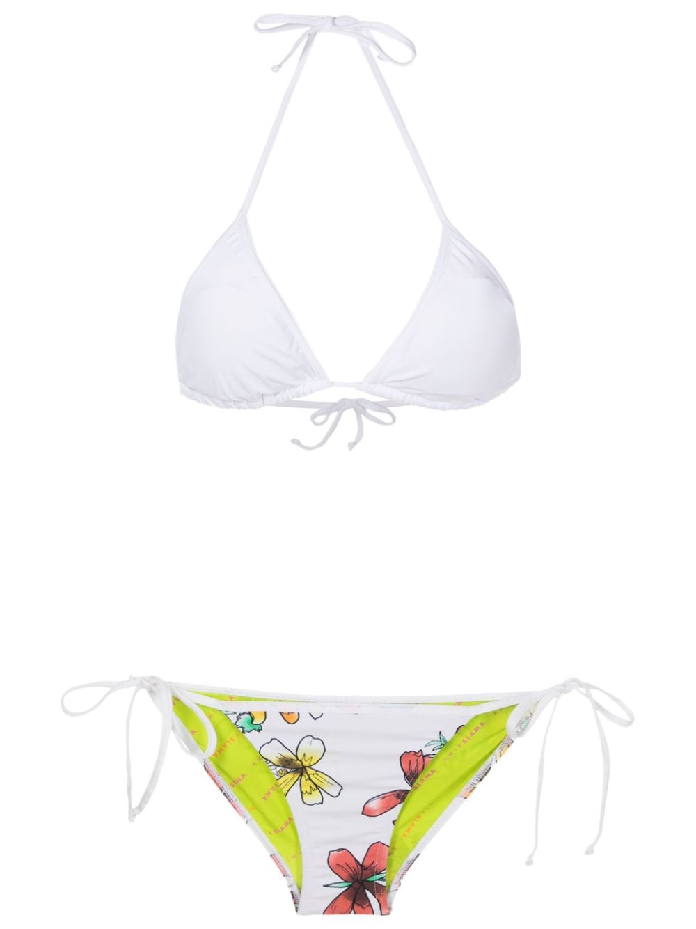 Amir Slama floral-print triangle bikini - White von Amir Slama