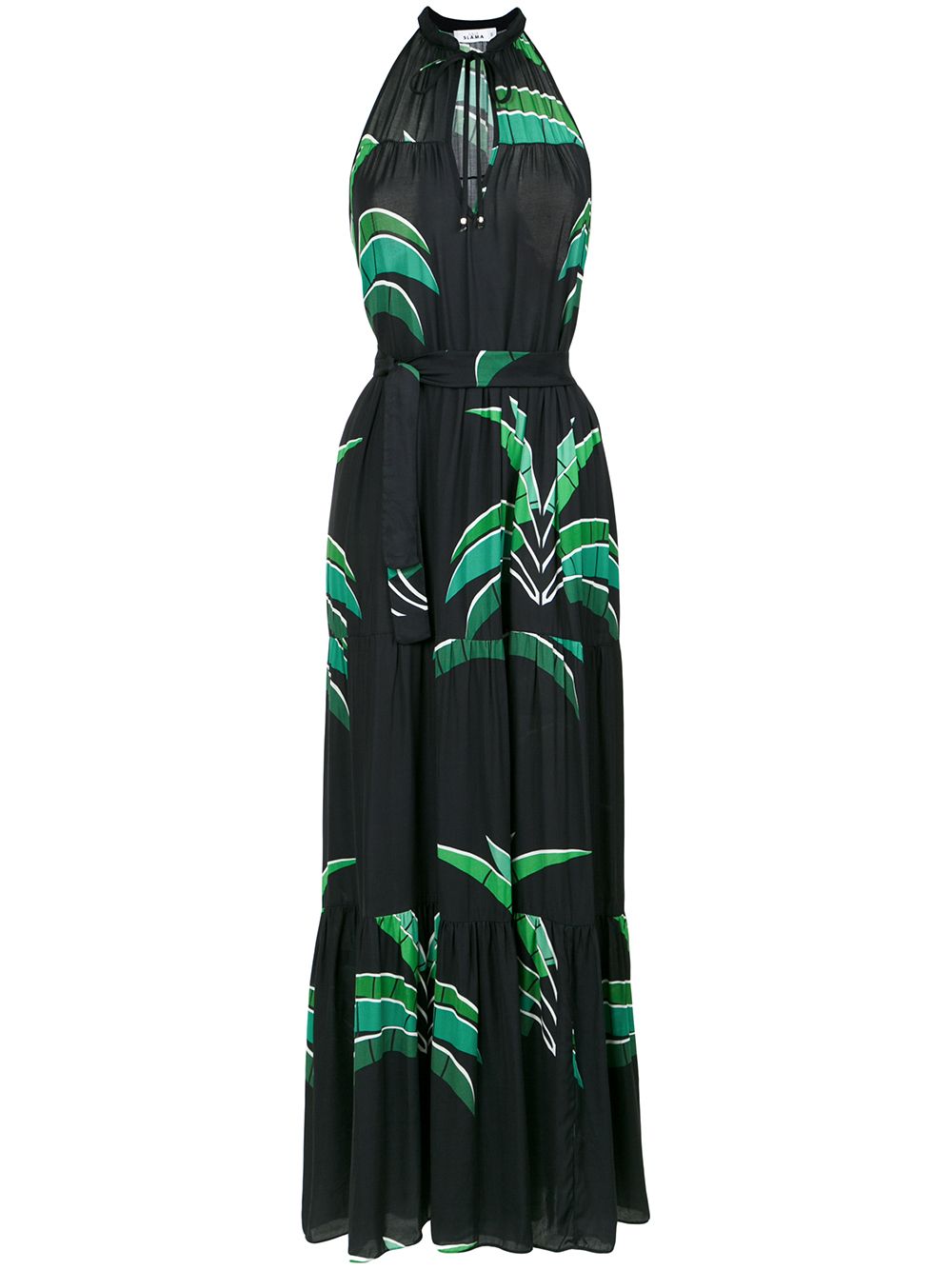 Amir Slama foliage print long dress - Black von Amir Slama