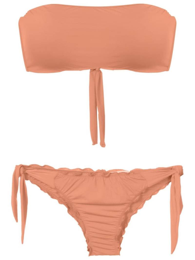 Amir Slama gathered-detailing bandeau bikini - Neutrals von Amir Slama